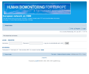 eu-hbm-forum.info: European network on HBM • Index page
This discussion forum is set up by COPHES - a project funded under FP7 and should facilitate informa