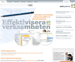 addsystems.com: Ledningssystem och Dokumenthantering  â Addsystems AB â Versionshantering och Remisshantering
Addsystems AB erbjuder Add Dokument. Hantering ger en komplett dokumenthantering med versionshantering och remisshantering. Add anvÃ¤nds idag av sÃ¥vÃ¤l stÃ¶rre som mindre organisationer.
