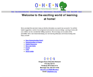 ohen.org: OHEN: Oregon Home Education Network: Welcome to the exciting world of learning at home!
