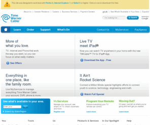 timewarnercasble.com: Time Warner Cable | Time Warner Cable | Corporate
Time Warner Cable offers Digital Cable TV, High-Speed Online and Digital Phone services across the nation.