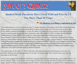 ctquakers.com: Quaker Parakeets Being Murdered In Connecticut
Quaker Monk Parrots in Connecticut and the massive slaughter by United Illuminating power company..