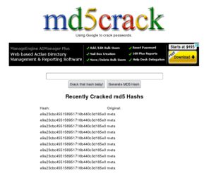 md5crack.com: md5Crack.com | online md5 cracker Use md5crack.com to