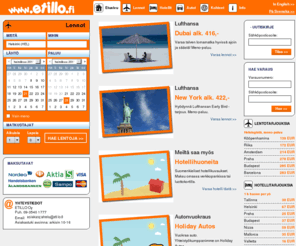 etillo.biz: Lennot, hotellit, matkat, lentoliput, halvat lennot, halpa lento, matkatoimisto, suomalainen nettimatkatoimisto
Suomalainen matkatoimisto, josta saat halvat lennot ja edulliset hotellit. Varaa matka itse ja maksa oman verkkopankin kautta.