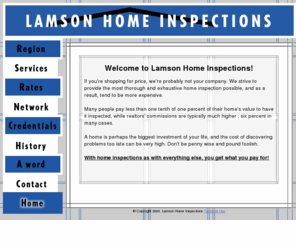 lamsonhomeinspections.com: New Jersey Home Inspections
New Jersey Home Inspections - Thorough and exhaustive home inspections since 1984. Serving the New York Metro Area.