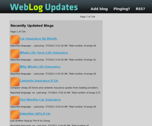 weblogupdates.com: WebLog Updates
Weblog Updates display recently updated weblogs (blogs).