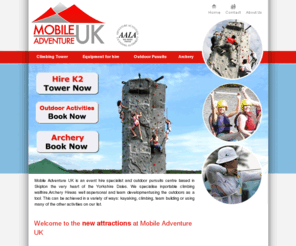 mobileadventureuk.com: Portable Climbing Wall & Mobile Climbing Tower, Archery and Outdoor Activities - Mobile Adventure UK
Mobile Adventure UK have portable climbing towers, mobile walls and archery to hire. We also have qualified archery, outdoor and water activity instructors to help make your event special! Rock Climb with Mobile Adventure today.