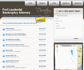 bankruptcyattorneyfortlauderdale.com: Bankruptcy Attorney Fort Lauderdal
A directory listing of bankruptcy attorney in Fort Lauderdal, FL and surrounding areas.