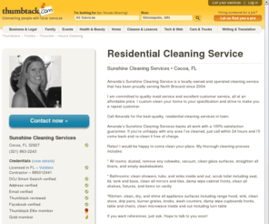 madeforcleaning.com: Residential Cleaning Service - Sunshine Cleaning Services - Cocoa, FL
Amandas Sunshine Cleaning Service is a locally-owned and operated cleaning service that has been proudly serving North Brevard since 2004. I...