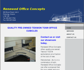 renewedofficeconcepts.com: Renewed Office Concepts - Quality pre-owned TEKNION TOS® office cubicles
 Pre-owned office cubicles