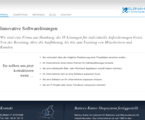 elbnah.com: PROFIL | ELBNAH IT-SYSTEME | Software Hamburg
Innovative Softwareentwicklung aus Hamburg, ELBNAH IT-SYSTEME