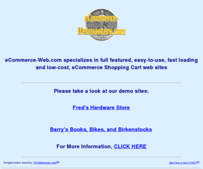 ecommerceweb.com: eCommerce-Webmasters.com - Database based Ecommerce websites
Database based Ecommerce websites