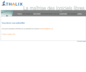 thalix.net: THALIX - Espace client
Espace client en accès restreint