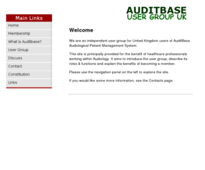 auditbase-usergroup.org.uk: - Auditbase User Group
User group website for UK users of AuditBase (Audiology Patient Management System)