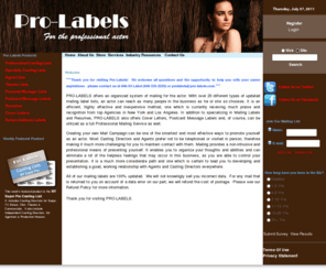 pro-labels.com: ::::.. Pro-Labels.  For the Professional Actor ...:::: >  Home
