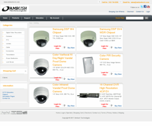 cctvwirelesscameras.com: CCTV Camera & DVR Manufacturer  - Ambush Technologies
Ambush Technologies Digital Video Recorders utilizes the latest industry standard video compression technology known as H.264/AVC. Display and recording of video and audio are in real-time and fully synchronized up to D1 4CIF resolution. 