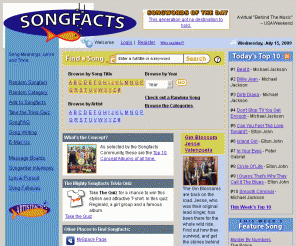 songfacts.com: Song Meanings at Songfacts
Songfacts.com - Song meanings and song information, including album and chart position. Music trivia, music videos, lyrics.