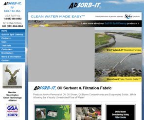 adsorb-itblog.com: Oil Spill Cleanup Solutions sorbent products remove oil and oil sheen
Adsorb-it Filtration Fabric and Sorbent Products remove oil, oil sheen, oil-borne contaminants, suspended solids from water.