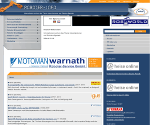 roboter-info.org: ROBOTER-INFO - Informationsportal für die Industrierobotertechnik | Roboter, Industrieroboter, Gebrauchtroboter
ROBOTER-INFO - Informationsportal für die Industrierobotertechnik und für Roboter allgemein> 