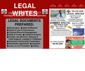 legalwrites1.com: LEGAL DOCUMENTS PREPARED:
legal documents