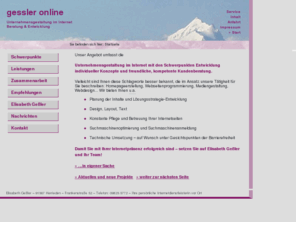 dailytalk.info: gessler online | Internetdienstleistungen für Unternehmen & Kommunen | barrierefreie Homepage
Internetseiten von der Planung Ihres Webauftritts über Design und Programmierung bis Serverupload, Aktualisierung und Pflege Ihrer Homepage - alles aus einer Hand.