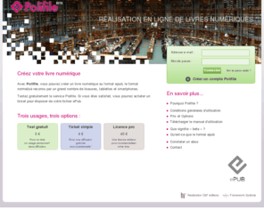 polifile.fr: Polifile, produire des ePub de qualité : bienvenue
Polifile epub webapp