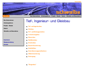schwalbe.biz: Tief-, Ingenieur- und Gleisbau
Franz Schwalbe KG - Preetz, Tiefbau, Ingnieurbau, Gleisbau