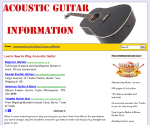 acousticguitarinformation.com: Acoustic Guitar Information
Learn to play the acoustic guitar quickly, get free tips and advice on choosing acoustic guitar courses and learning acoustic guitar