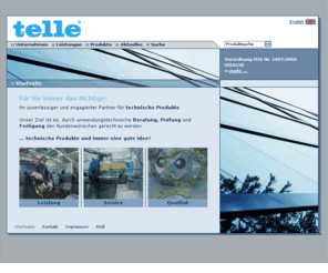 telle-gmbh.com: Willkommen bei telle
Ihr zuverlässiger und engagierter Partner für technische Produkte. Die Firma Erwin Telle GmbH ist spezialisiert auf die Herstellung und Anwendung von Technischen Produkte