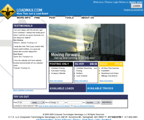 loadmax.com: Loadmax - Post Trucks, Find Loads, Post Loads, Find Trucks
Loadmax provides freight matching services to companies of all sizes. We help you find loads. We help you find trucks. When you are stuck and need to get moving, find loads and post trucks on Loadmax.com. Easy-to-use, customer-focused Load Board gives you freight matching services, free posting AND your own Personal Account Manager at no extra charge. We work to keep you moving.