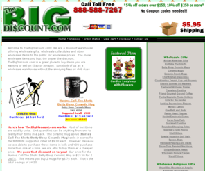 thebigdiscount.com: Discount Shopping
Providing wholesale gifts and deeply discounted gifts to the public.  The more you wholesale and discounted products you buy the bigger the discount.