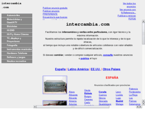 intercambia.com: Anuncios de intercambio y trueque entre particulares
Anuncios de intercambio y venta de equipos HI-FI, HI-END, automoviles, motocicletas, bicicletas, instrumentos musicales y hardware en España, America latina y EE.UU.