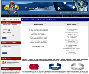 militarymemorialbracelets.com: Personalized Military Bracelets and Military Dog Tags | Memorial Bracelets | Victims of Terrorism and Military Killed in Action, Prisoner of War and Missing in Action Memorial Bracelets
Personalized Military Bracelets and Personalized Military Dog Tags