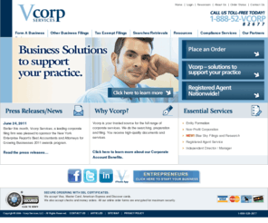 vcorpservices.net: Vcorp Services: Same Day Incorporation & LLC Formations, DBAs, Tax Exempt Filings, Secretary of State & more legal services!
Vcorp offers the lowest prices and the fastest service on forming a new business:501c filings,articles of incorporation ,business entity, DBA,Tax exempt filings 