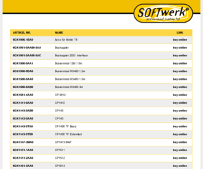 6gk1.com: 6gk1 Siemens Simatic Products by Softwerk Professional Trading Ltd
Online Shop Competence Center for SIMATIC S5/S7-PLCs, SpareParts, Engineering, Workshops