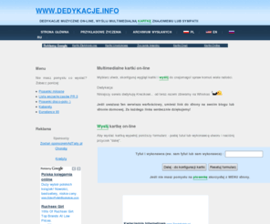 dedykacje.info: 

Wirtualne kartki on-line, dedykacje muzyczne kartki wirtualne mulimedialne online




kartki, wirtualne, kartki, online, on-line, muzyczne, grające, flash, zabawne, fajne, kartki, multimedialne, teledyski, piosenki, grające 

