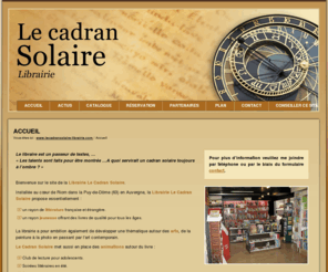 lecadransolaire-librairie.com: Accueil - LE CADRAN SOLAIRE - Librairie située à Riom dans le Puy de Dôme (63).
Accueil - Librairie située à Riom dans le Puy de Dôme (63).