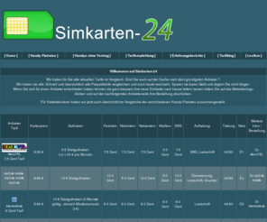 simkarten-24.de: Simkarten-24.de | Der Kostenlose Handytarif Vergleich
Vergleich von allen Prepaid anbietern.