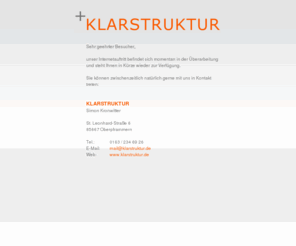 klarstruktur.net: KLARSTRUKTUR - Webdesign Werbeagentur Grafikdesign Unternehmenskommunikation Regensburg München
KLARSTRUKTUR entwickelt individuelle Kommunikationslösungen für Ihr Unternehmen in den Bereichen Webdesign, Printmedien, Werbung, Design, Onlinemarketing.