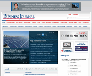 thebusinessjournal.com: The Business Journal - Fresno | Kings | Madera | Tulare
The Business Journal, Fresno's weekly local business-to-business newspaper, has won numerous local and national awards for its editorial content and production quality.