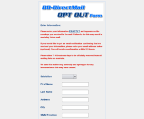 dd-directmailoptout.com: DD-Direct Mail Opt Out Form
