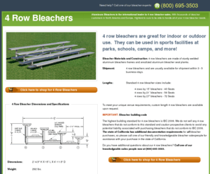 4rowbleachers.com: 4 Row Bleachers
Buy a 4 row bleacher.  4 row bleachers are great for indoor or outdoor use. They can be used at sports facilities at schools, parks, camps, and more!
