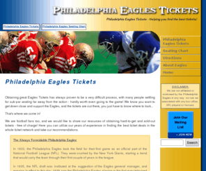 philadelphia-eagles-tickets.net: Philadelphia Eagles Tickets - Football - NFL - Full Schedule and Seating Chart
Philadelphia Eagles Tickets - Football - NFL. Go on down to the game and support your favorite Eagles team.