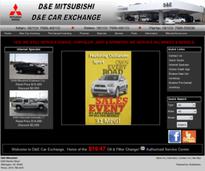 demitsubishi.com: Mitsubishi Dealer Wilmington, NC | New & Used Auto Dealer
D&E Car Exchange is a Mitsubishi Dealer, Serving Wilmington in North Carolina. Mitsubishi Parts, Auto Service, and Financing