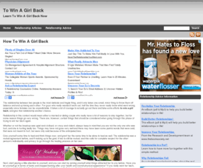 towinagirlback.com: To Win A Girl Back
This website is dedicated to quality information on how to win a girl back and to provide a resource for a failproof plan on how to win back your love, regardless of the situation.