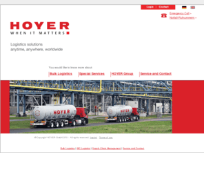 hoyer-group.biz: HOYER: Tank container, IBC, road tanker worldwide
Logistics for liquid products - Full Service: Improvement of your flexibility and reduction of your logistics costs