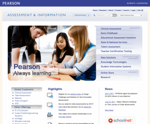 pasmath.net: Welcome to Pearson Assessment & Information
An elementary school teacher. A corporate hiring manager. A high school guidance counselor. A clinical psychologist. Each requires a different set of valid, focused information to make the critical decisions that shape the way our children learn, inform the methods used in our schools, and facilitate better transitions of individuals to the workforce.