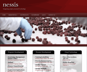 nessis.ca: Nessis Web-Based Process Management System Website
Nessis is a Web-Based Process Management System that uses Visual Work Instructions (VWI), Inter department visibility and real time information to reduce human error and increase profitability.