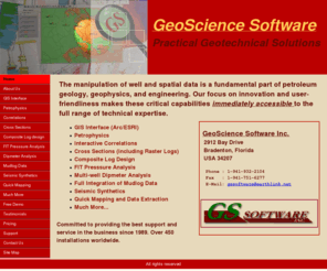 geoscience-software.com: Home
Practical Geotechnical Solutions: petrophysics, cross sections, composite log design, quick mapping, seismic synthetics, etc.