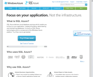 sqlazuredatabase.net: Cloud Database  | Relational Database| Microsoft SQL Azure Features
For a secure relational database service based on SQL server technologies, explore Microsoft SQL Azure features as a cloud database solution for your business.