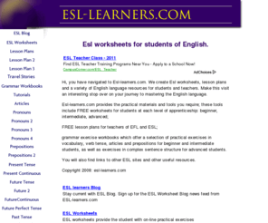 esl-learners.com: Esl worksheets
ESL worksheets and lesson plans